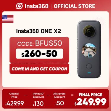 insta360 ONE X2 Câmera de ação à prova d'água 360 graus, 5,7K 360,  estabilização, tela sensível ao toque, edição de IA, transmissão ao vivo,  webcam, controle de voz