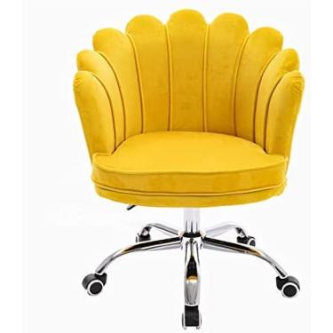 Imagem de Cadeira de escritório Cadeira giratória ergonômica giratória, branca, bonita e moderna, cadeira de mesa estofada em veludo, cadeira giratória ajustável, quarto, sala de estar, cadeira de laz