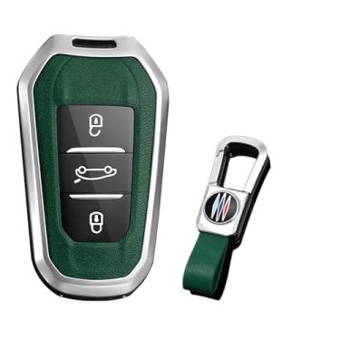 Imagem de KUNIO Capa para chave de carro adequada para Peugeot 308 3008 408 508 Citroen Grand Key Capa protetora chaveiro chaveiro 3 botões verde prata