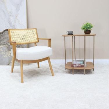 Imagem de Mesa Apoio Onix Alta Metal e Madeira Amêndoa/Cobre