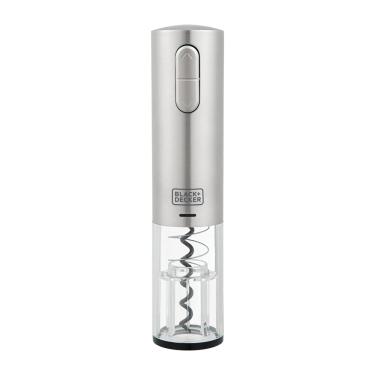 Imagem de Abridor de Vinho à Bateria Black Decker Gourmand Gris W10, Saca Rolhas com Carregamento USB - Inox 