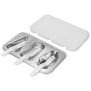 Imagem de Adorila Moldes de picolé de aço inoxidável para crianças, conjunto de moldes de sorvete caseiros, máquina de picolé reutilizável com tampa e palitos