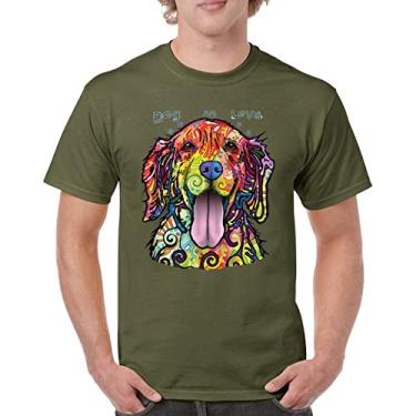 Imagem de Camiseta masculina Dean Russo Labrador Retriever Love Pet Dog is Love, Verde militar, XG
