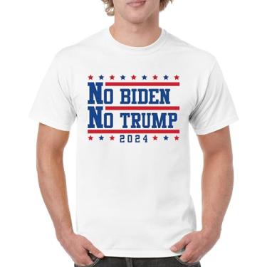 Imagem de Camiseta masculina No Biden No Trump 2024 Vote Eleição Presidencial Candidato Democrata Republicano Independente, Branco, P