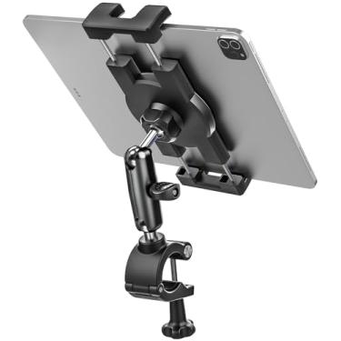 Imagem de Suporte para tablet de bicicleta, super estável, suporte para tablet de motocicleta, com braço de metal, suporte de telefone para bicicleta scooter com ajuste de 360 graus para iPad Pro Air Mini,