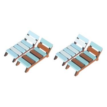 Imagem de Vaguelly 4 Pcs mini espreguiçadeira de praia cadeirinha de descanso cadeiras de praia modelo de cadeira de casa de bonecas cadeira miniatura náutica poltrona reclinável chaise longue pilar