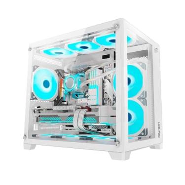 Imagem de Gabinete Liketec Cube Kirra Snow RGB 4X Fan (Wc 240m Superior, suporta até 9 fans, VGA 3 coolers, Micro Atx) Branco