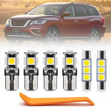 Imagem de 12 lâmpadas de LED interiores super brilhantes 6000K para Nissan Pathfinder 2013 2014 2015 2016 2017 2018 2019 2020 2021 lâmpadas de porta de carga cúpula para pés interior branco kit de lâmpadas LED