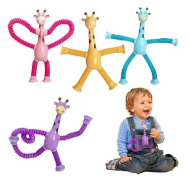 Imagem de 1 Pc Brinquedo Infantil Divertido Colorido Girafa Pop It Estica Puxa Com Led e Ventosa… (Roxo)