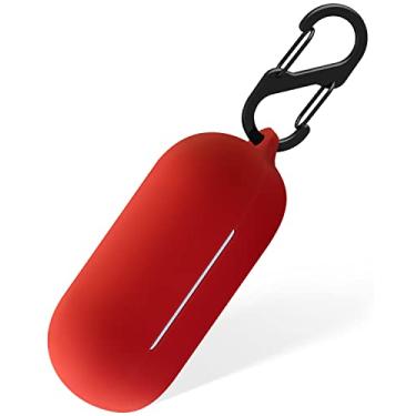 Imagem de Geiomoo Capa de silicone para Sony WF-C700N, capa protetora com mosquetão (vermelho)