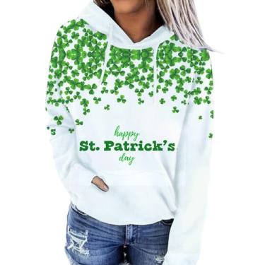 Imagem de Camiseta feminina com estampa de trevo do Dia de São Patrício, verde, camiseta irlandesa moderna de São Patrício, Bege, 4G