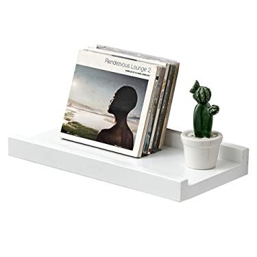 Imagem de Prateleiras flutuantes de parede de madeira de carvalho branco, 30 cm, prateleira de borda para quarto, sala de estar, banheiro, cozinha, armazenamento de parede (largura 15 cm)