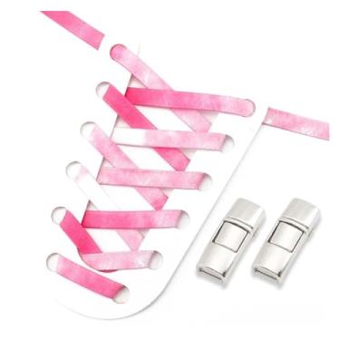Imagem de No Tie Shoe Laces Colorful Metal Lock Elastic Shoelaces Flat Washed Without Fading Lazy Shoes Lace For Sneakers (Color : Pink, Size : 100cm)