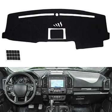 Imagem de TUCAREST Capa de painel adequada para Ford F-150 2015-2020 flanela antiderrapante tapete de painel de carro para-sol sem brilho e almofada deslizante protetor solar (sem HUD)