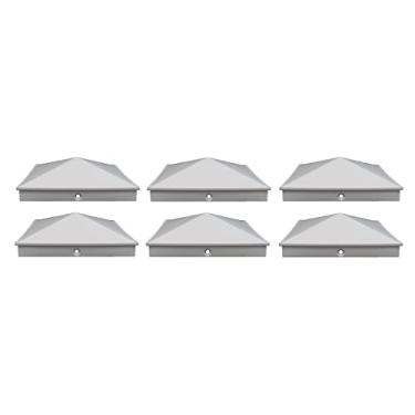 Imagem de Verdadeiro 6x6 (155 mm x 155 mm) Tampa de poste de vinil pirâmide de plástico com furo pré-perfurado preto ou branco várias quantidades para verdadeiros postes de vinil reais de 15 cm x 15 cm (6,