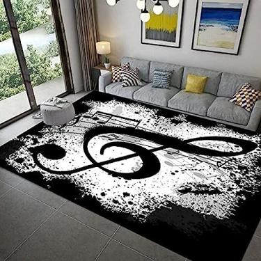 Imagem de 3d cinza preto animal notas musicais chique área tapetes sala de estar, sala de jantar, quarto-pilha média macia para fácil cuidado, 60x120cm