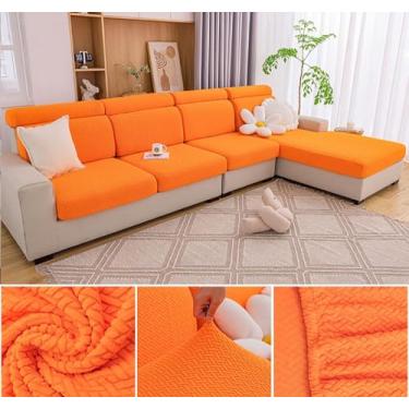 Imagem de Sofá De Estiramento Slipcover Sofá Capa Protetor De Móveis Sofá Macio Com Fundo Elástico Para Crianças, Poliéster Spandex Jacquard Tecido (D,Laranja08)