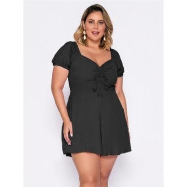 Imagem de Macaquinho Curto Plus Size Manga Curta Amarração nas Costas Feminino-Feminino