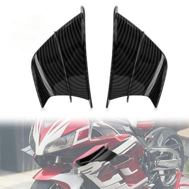 Imagem de Winglets de carenagem de motocicleta, psler Spoiler de asa universal de fibra de carbono ABS asas de carenagem lateral para motocicleta scooters modificação de bicicleta