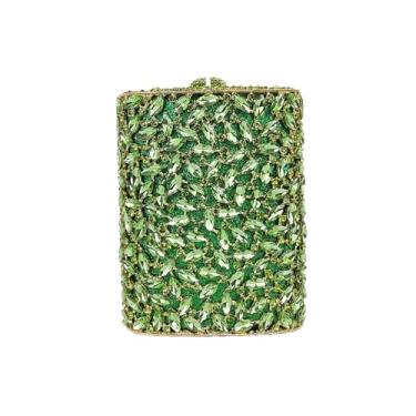 Imagem de HUANG ZHUANG Bolsa de noite em forma de cantil, bolsa de mão engraçada com strass, bolsa feminina de cristal clutch para baile de formatura e banquete, Verde