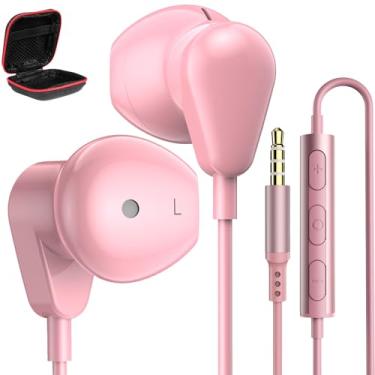 Imagem de Jelanry Fones de ouvido com fio de 3,5 mm com microfone para laptop, PC, Chromebook, Hi-Fi, fones de ouvido com plugue de 3,5 mm, fones de ouvido para aviões, escola, Kindle, Fire Switch, MP3, Android