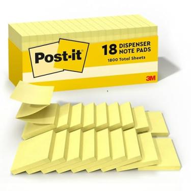 Imagem de Post-it Pop-up Notes Original Amarelo Canário Recarga para gabinete, 7,6 cm x 7,6 cm, amarelo canário, 90 folhas/bloco, 18 blocos/pacote