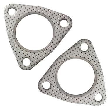 Imagem de Ladnum 2 peças de vedação de escapamento de carro, 3 parafusos de alta temperatura resistente a alta pressão três furos junta de flange de escape, acessórios de substituição de modificação de carro,