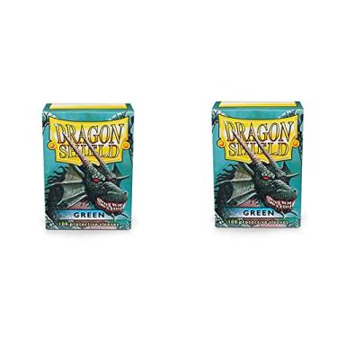 Imagem de 2 Packs Dragon Shield Classic Green Standard Size 100 ct Card Sleeves Individual Pack