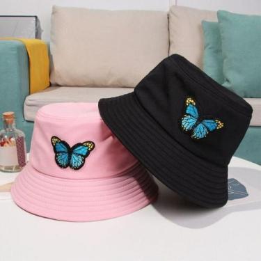Imagem de Chapéu Boné Bucket Hat Preto com Bordado Borboleta Unissex - Rei Look