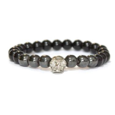Imagem de Pulseira Hematita Skull - Vorax Acessórios, GG - 20cm a 20,5cm