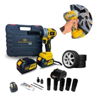 Imagem de Chave Impacto Parafusadeira Furadeira 48V 10000mAh 2 Baterias de Lítio