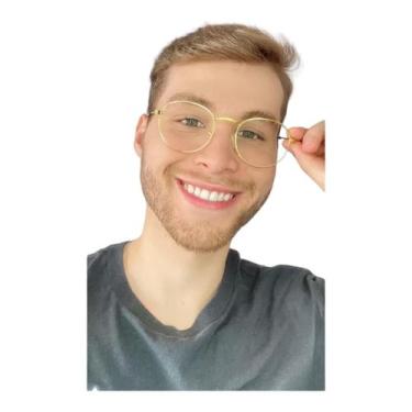 Imagem de Armação Óculos Grau Masculino Redonda Round Metal Dourado - Palas Eyew
