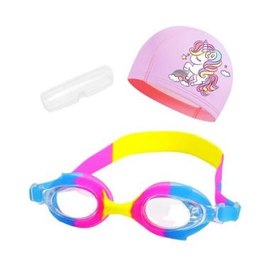 Imagem de Kit Óculos Natação Com Estojo e Touca Infantil Desenhos Coleção Peixin