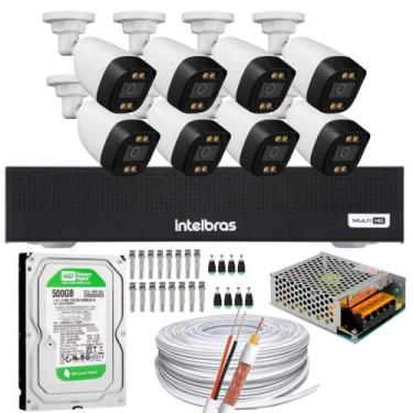 Imagem de Kit 8 Câmeras Segurança Imagem Colorida a Noite 1080p Full Hd Dvr Inte