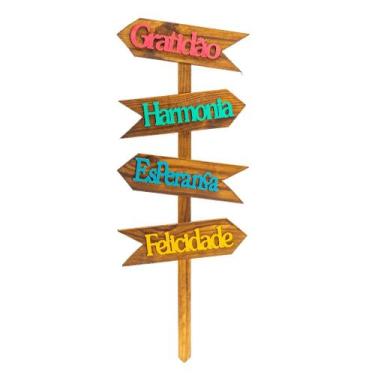 Imagem de Placa de Jardim Madeira Rústica Cores Frases Decorativos - RD STORE