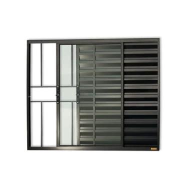 Imagem de Veneziana Confort 3 Folhas com Grade Vidro Liso 80cm X 80cm Brimak