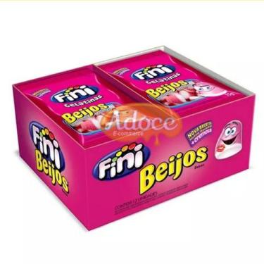 Imagem de Bala fini gelatinas mini display 12unx15g, BEIJOS DE MORANGO