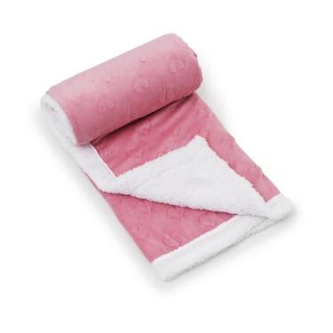 Imagem de Mantinha bebe pipoquinha corações sherpa pink - LOANI