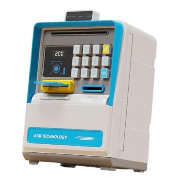 Imagem de Esquirla Cofrinho eletrônico com cartão, senha, caixa de dinheiro eletrônico, caixa de economia de dinheiro para meninos e meninas a partir de 3 anos, Azul