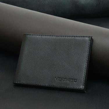 Imagem de Carteira Masculina Couro Legítimo Versatto Slim Leve, Preto