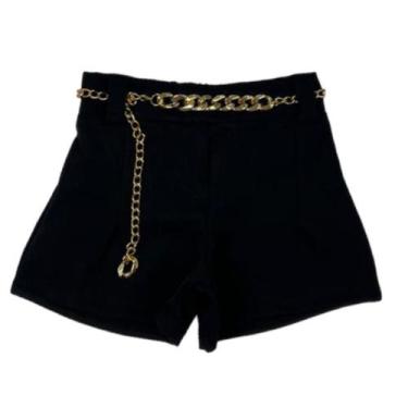 Imagem de Short Feminino Alfaiataria Com Cinto Infantil Lançamento - Ak Fashion 