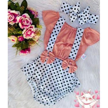 Imagem de Conjunto Body Bebe Jardineira Infantil Macacão Salopete - Mimos da Bab