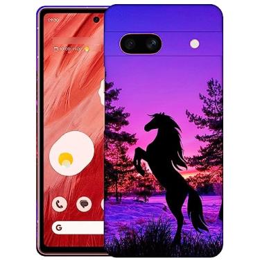 Imagem de SM Cases Capa Google Pixel 7A - Cavalo Design Impresso 3D Capa Traseira de Plástico Rígido para Google Pixel 7A (não para Pixel 6A). Branco