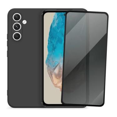 Imagem de Capa Aveludada e Película de Privacidade 3D para Samsung Galaxy M35, Capinha Preta Premium e Película Anti-Espião