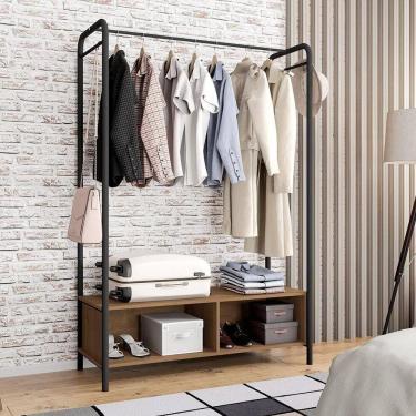 Imagem de Roupeiro Industrial Solteiro Theo Em Aço Carbono 2 Nichos Preto/demolição G79 - Gran Belo