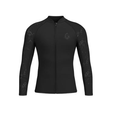 Imagem de GoldFin Roupa de mergulho masculina, 3 mm, jaqueta de neoprene, manga comprida, roupa molhada para esportes aquáticos, mergulho, surfe, caiaque, natação
