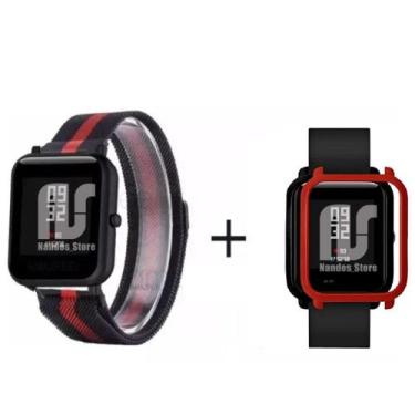 Imagem de Kit Pulseira Compatível com Amazfit Bip De Metal / Aço - Magnética + C