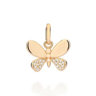 Imagem de Pingente rommanel feminino banhado ouro 18k borboleta cravejada pedra 