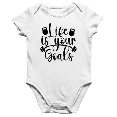 Imagem de Body Bebê Algodão Life Is Your Goals - Foca na Moda, Branco, P
