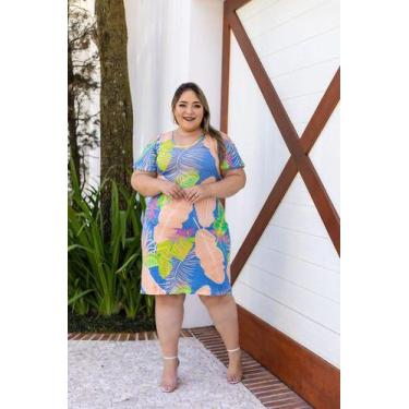 Imagem de Vestido Midi Viscolycra Ombro De Fora Plus Size - Luh May, GG, Azul